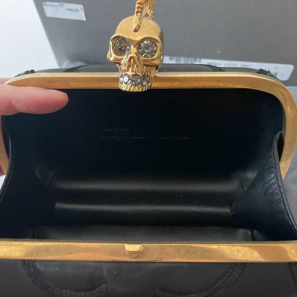 SOLD EMT 420 Alexander Mcqueen Britannia Skull Box Clutch Black - Picture 7 of 10